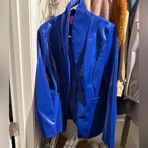 Royal blue faux leather jacket
